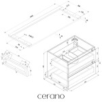 CERANO - Kúpeľňová skrinka Carole - dub medový + doska pod umývadlo Navira Pro - 36 mm + konzola čierna - 140x46x51,6 CER-606210