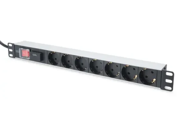 Digitus DN-95407 / Zásuvkový panel do racku 19" / 7x zásuvka / hliník / 2 m (DN-95407)