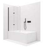 CERANO - Vaňová zástena dvojdielna Vasca - čierna matná, transparentné sklo - 120x140 - otočná/zalamovacia CER-413507