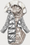 Dámska obojstranná metalická zimná bunda P21-7901 - Minority S tm. modrá/béžová