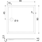 KERRA - Vanička štvorcová David Slim 90 (čierny, štruktúra) 5907548118165