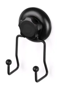 Compactor Bestlock Dvojitý háčik do kúpeľne s prísavkou čierna / Nosnosť: až 6kg / bez vŕtania (RAN9773)