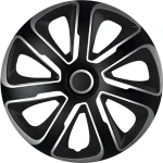 Kryty kolies 14" LIVORNO Carbon strieborno-čierna / Sada 4 ks / Nacvakávacia montáž / Plast