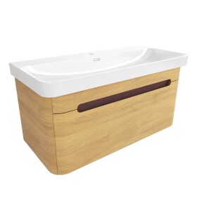 Kúpeľňová skrinka s umývadlom SAT Fusion 97,5x43x45 cm dub medový mat SATFUSION100DMU SATFUSION100DMU
