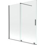 MEXEN/S - Velár dvojkrídlová posuvná vaňová zástena 150 x 150, transparent, grafit metal 896-150-000-01-95