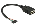 DeLock USB 2.0 Pinheader (F) - USB-A (F) čierna / Kábel / 0,15 m / 480 Mbit/s (84831)