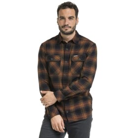 Bushman Pánska flanelová košeľa Gunnar, čierna/oranžová XXXXL
