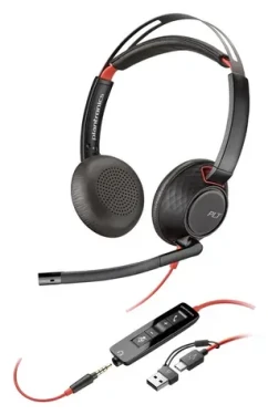Poly Blackwire 5220 čierna / Náhlavná súprava / mikrofón / dve slúchadlá / USB-C + adaptér USB-C/A / 3.5mm jack (93S88AA)
