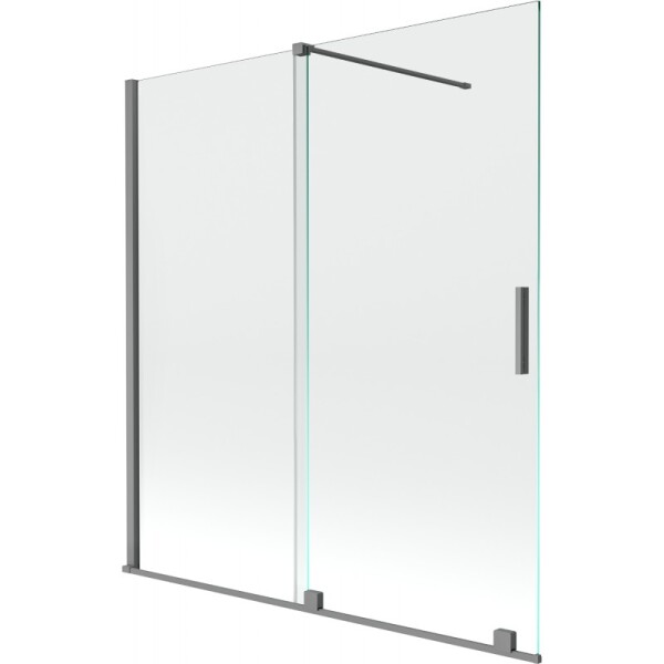 MEXEN/S - Velár dvojkrídlová posuvná vaňová zástena 150 x 150, transparent, grafit metal 896-150-000-01-95