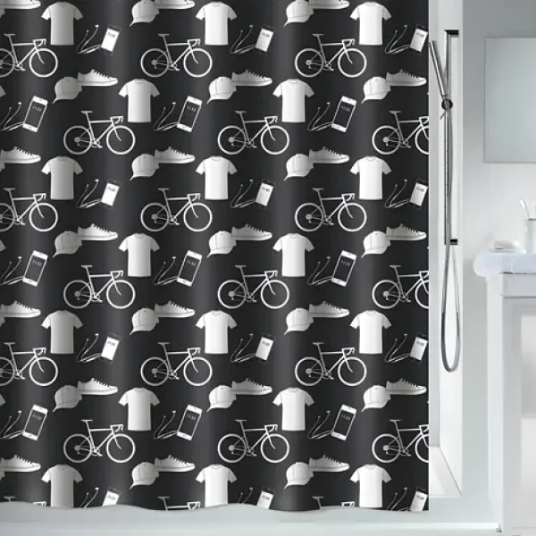 Spirella PATCHWORK urban čierna / Sprchový záves / 180 x 200 cm / polyester