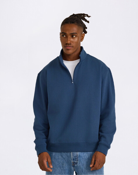 Organic Basics Weekend Half Zip Sweatshirt Midnight Blue L