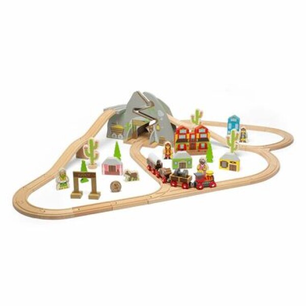 Bigjigs Rail Drevená vláčikodráha divoký západ