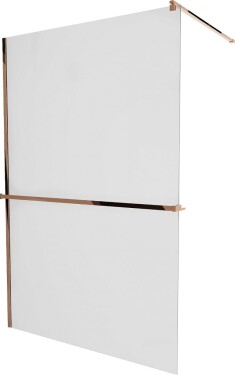 MEXEN/S - KIOTO Sprchová zástena WALK-IN s poličkou a držiakom uterákov 120 x 200, matné sklo 8 mm, ružové zlato 800-120-121-60-30