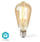 Nedis SmartLife ST64 / Inteligentná LED žiarovka / Wi-Fi / E27 / 806 lm / 7 W / 1800-3000 K (WIFILRF10ST64)