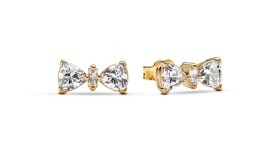 Pandora Trblietavé pozlátené náušnice mašličky Timeless Shine 263507C01