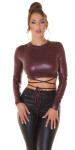 Sexy Koucla Wetlook Long-sleeved Crop Top BORDEAUX Einheitsgroesse