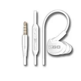 2GO Active 1 biela / Športové slúchadlá s mikrofónom / 3,5 mm jack / 1,2 m (795574)