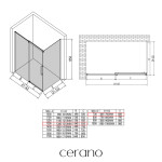 CERANO - Sprchovací kút Lantono L/P - 8 mm - Soft-Close - čierna matná, grafitové sklo - 130x70x195 - posuvný CER-8050BD7523