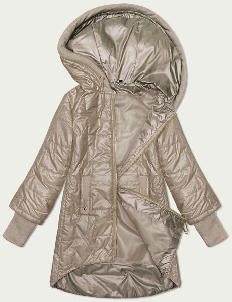 Dámska prešívaná bunda v ťavej farbe s ozdobným sťahovacím lemom S'West (B8345-12) odstíny béžové 48