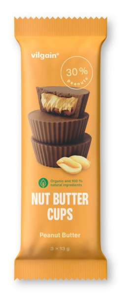 Vilgain Nut Butter Cups BIO – arašidové maslo 39 g (3 x 13 g)