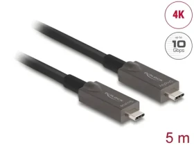 DeLock Aktívny optický kábel USB-C - USB-C 5 m čierna / Kábel / DP Alt Mode / 4K / PD (84146)