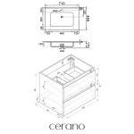 CERANO - Kúpeľňová skrinka Carole - dub medový + keramické umývadlo Novo - biela lesklá - 71x49,5x46,5 CER-8050BD85863