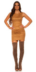 Sexy sheath dress with cut outs in suede look