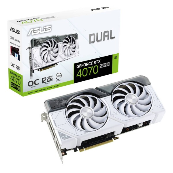 Asus Dual White GAMING GeForce RTX 4070 SUPER OC 12GB / 1980 - 2550 MHz / 12GB GDDR6x / 192-bit / 1x HDMI + 3x DP / (16) (90YV0K84-M0NA00)