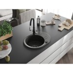 MEXEN/S MEXEN/S - Kevin granitový drez 1 s odkvapkávačom vrátane batérie Savita, čierna/zlatá metalik 6517-75-672601-70-B