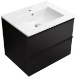 CERANO - Kúpeľňová skrinka Velora - čierna matná, úchytka čierna + keramické umývadlo Todo - 61x55x46,5 CER-664897