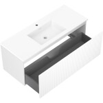 MEXEN/S - Rivel kúpeľňová skrinka 120 cm s umývadlom Otis, 1 šuplík, reliéf, biela mat 91A20-12047-1-BF01-W18M01