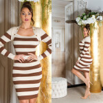 Sexy Midi knitdress with decor buttons CAPPUCCINO Einheitsgroesse