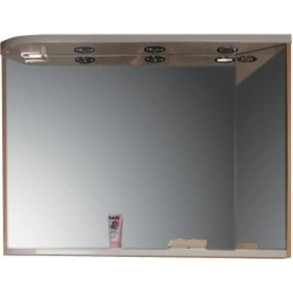 RAVAK - Praktik Zrkadlo s poličkou, integrovanými svetlami a zásuvkou M 780, 780 x 160 x 680 mm, zrkadlo pravé, breza / biela X000000161