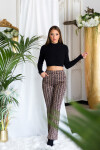 Sexy Highwaist flared pants with print pink L/XL