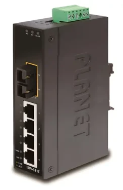 Planet ISW-511TS15 / Switch priemyselný / 4X 10/100 RJ-45 / 1x 100FX SM 15km / DIN / IP30 / -40 až 75 °C (ISW-511TS15)