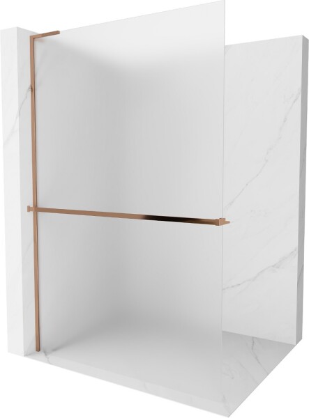 MEXEN/S - Kioto+ L Sprchová zástena WALK-IN s poličkou a držiakom uterákov 80 x 200, dekor, ružové zlato 800-080-123-60-30