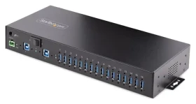 StarTech USB hub 16 portov čierna / Industriálny USB hub / USB 3.2 Gen 2 Type-A / 12-24 V DC / Kovové prevedenie (5G16AINDS-USB-A-HUB)