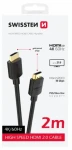 Swissten Kábel HDMI 2.0 (M) - HDMI 2.0 (M) 2m čierna / 18 Gbps / 4K / 60Hz / pozlátené kontakty (75501112)