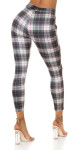 Sexy high-waist trousers with checked pattern pink S/M