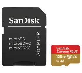 SanDisk Extreme PLUS 128 GB microSDXC / Pamäťová karta / UHS-I U3 V30 A2 C10 / SD adaptér v balení (SDSQXBD-128G-GN6MA)