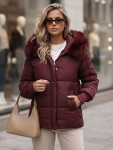 Dámska zimná prešívaná bunda s kapucňou, bordová, FashionStreet TY6003 S