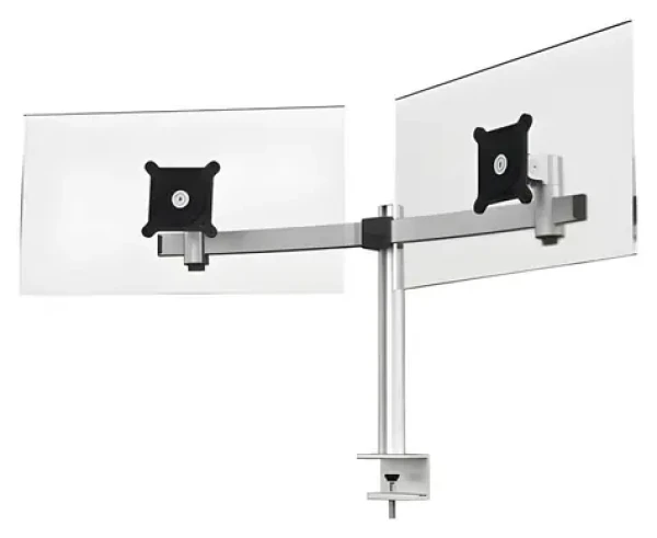 Durable PRO 2 strieborná / Stolný držiak pre dva monitory / stolná svorka / VESA 75x75-100x100 / nosnosť 8 kg / 21-27" (508523)