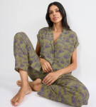 BOYFRIEND FIT - Viskózový pyžamový komplet, voľný strih Triumph GREEN 40
