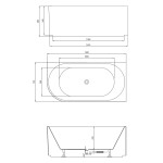 AQUALINE - TIBERA STRIP R rohová stojaca vaňa, 150x75cm, biela E1037G