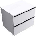 CERANO - Kúpeľňová skrinka Velora - biela matná, úchytka čierna + doska pod umývadlo Navira Slim - 18 mm - 70x54,8x46,5 CER-664720