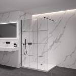 CERANO - Sprchová zástena Walk-in Onyx Cube Ľ/P - 8 mm - hranatá vzpera - čierna matná, industriálne sklo - 120x200 CER-8050BD479