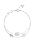 Guess Dvojitý oceľový náramok so zirkónmi 4G Light JUBB05237JWRH 18,5 cm