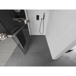 MEXEN/S - Kyoto+ Sprchová zástena s poličkou WALK-IN 75 x 200, transparent, grafit metal 800-075-121-95-00