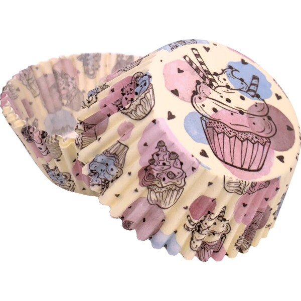 Košíčky na muffiny s motívom kresleného cupcaku (50 ks) - Alvarak - Alvarak