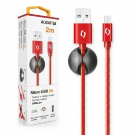 Aligator Premium Dátový kábel 2A Micro USB 2m červená (DATKP19)